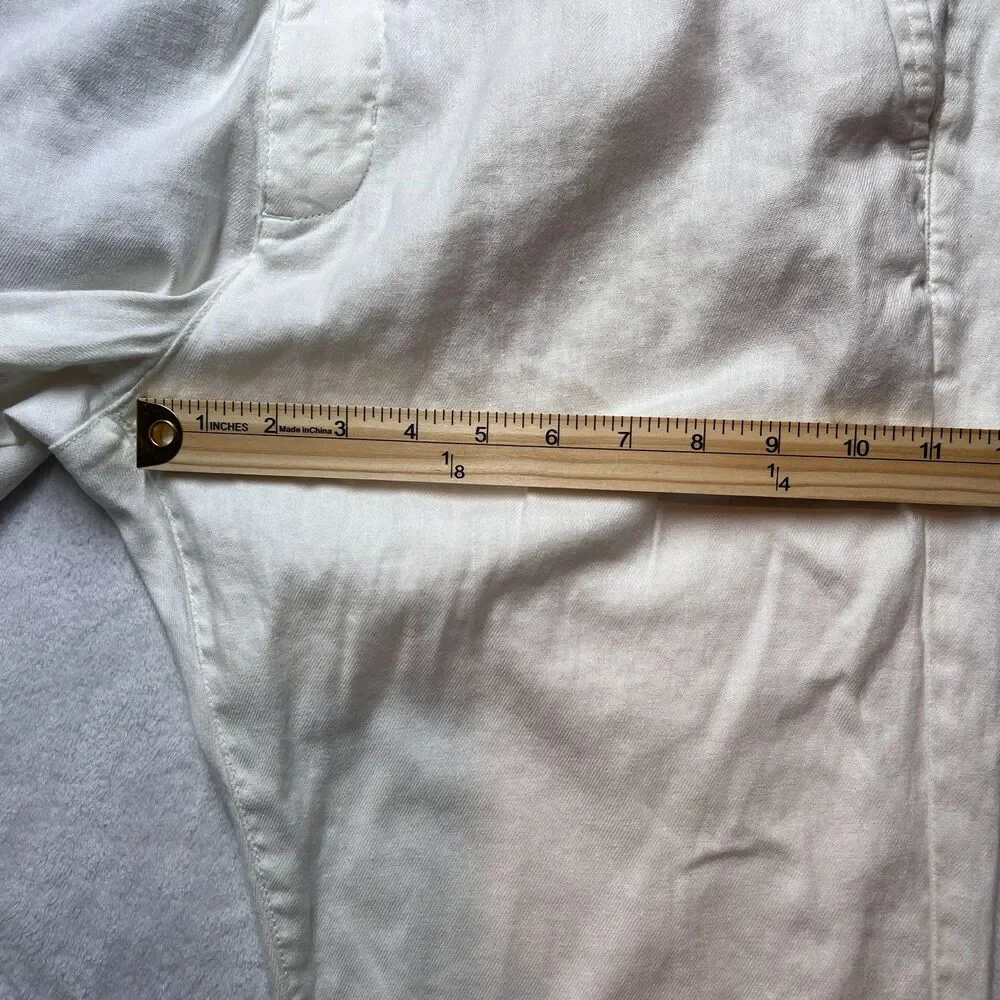 Tommy Bahama Men's White Linen Blend Elastic Waist Straight Leg Pants Size L 32